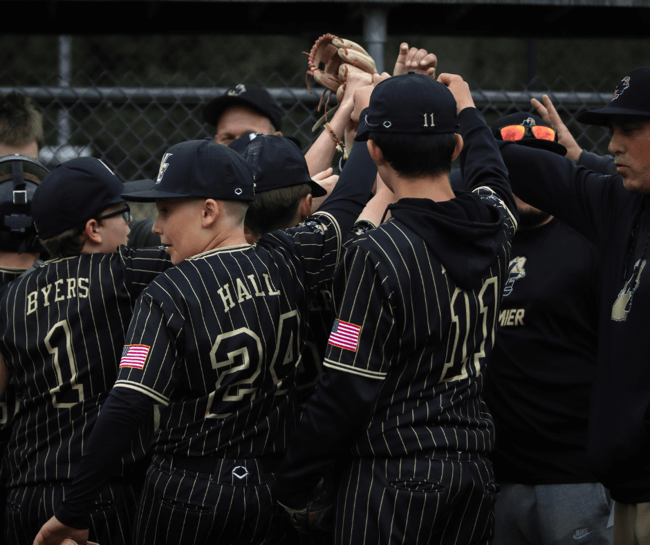 Ghost Premier youth team huddle showing teamwork